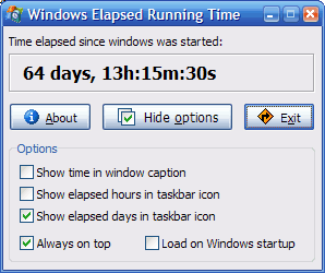 Portable Windows Elapsed Running Time screenshot Portable Windows Elapsed Running Time screenshot