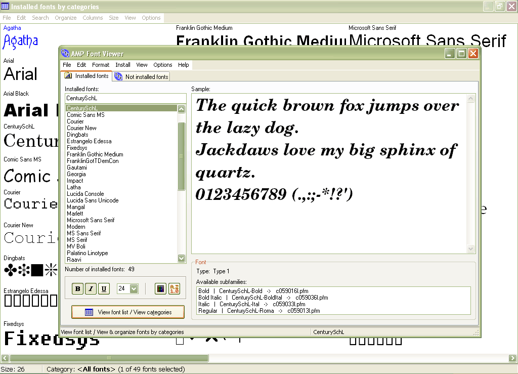 AMP Font Viewer screenshot