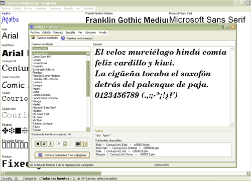 AMP Font Viewer screenshot